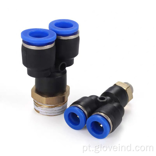 Conector pneumático PX tipo Y de conexão de tubo de três vias